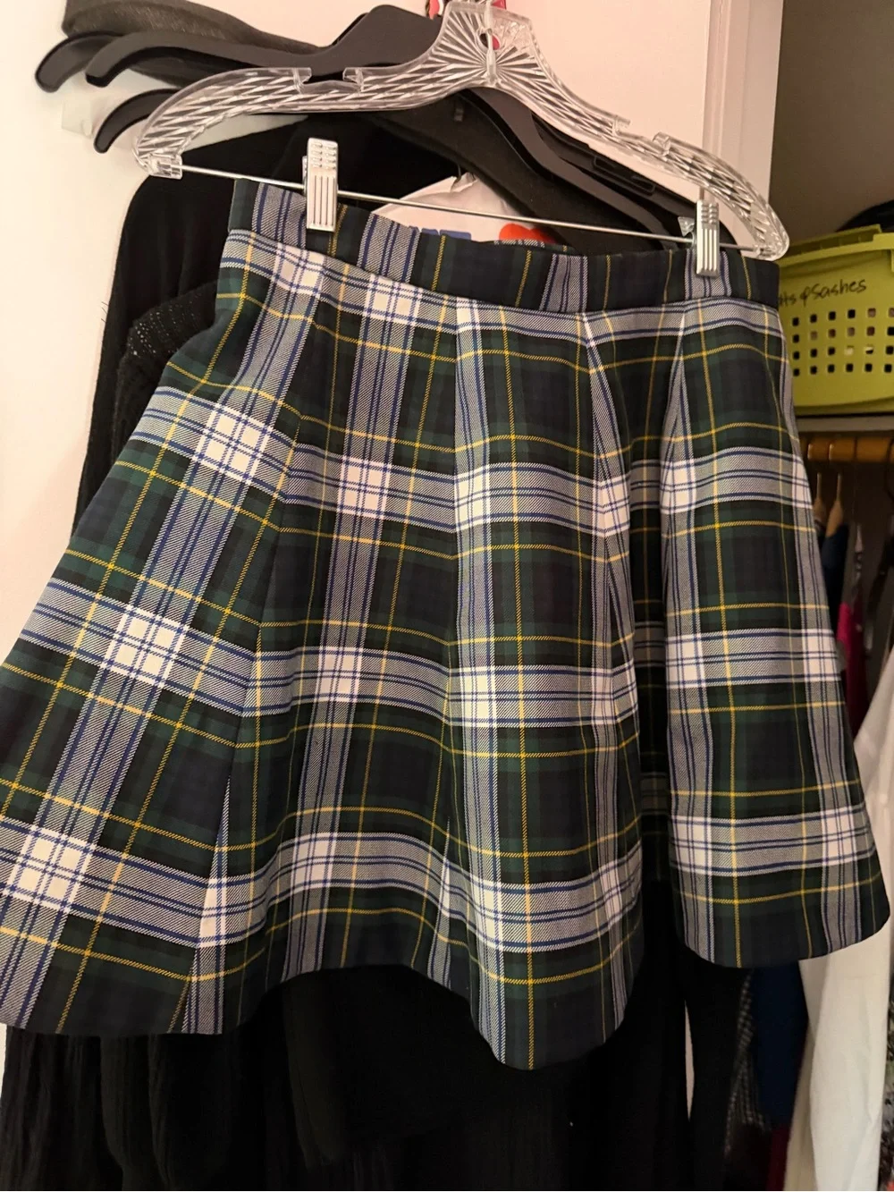J. Crew Navy, Green & White Plaid Circle Skirt